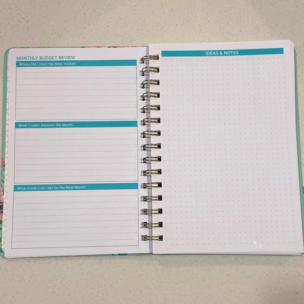 Floral Budget Book with Pink and Green Design